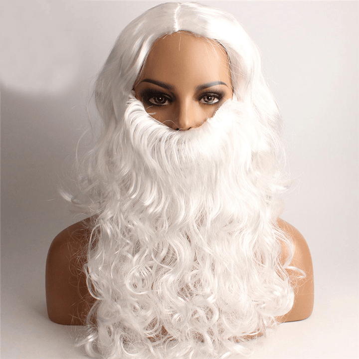 Christmas Party Supplies White Santa Wig Beard Set Christmas Decoration - MRSLM