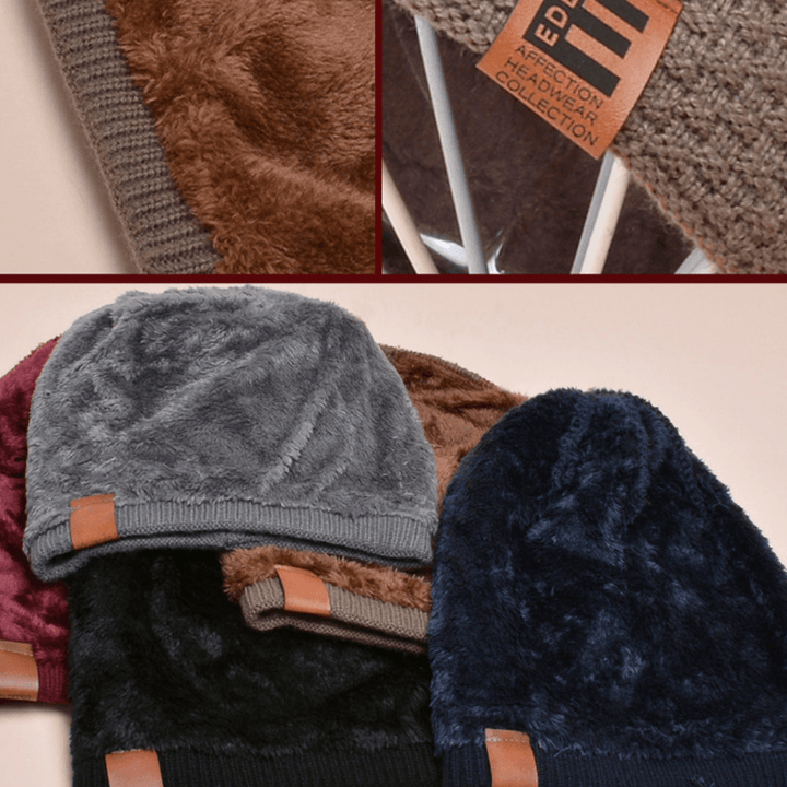 Unisex Wool plus Velvet Thick Winter Keep Warm Outdoor Casual Brief Woolen Hat Beanie - MRSLM