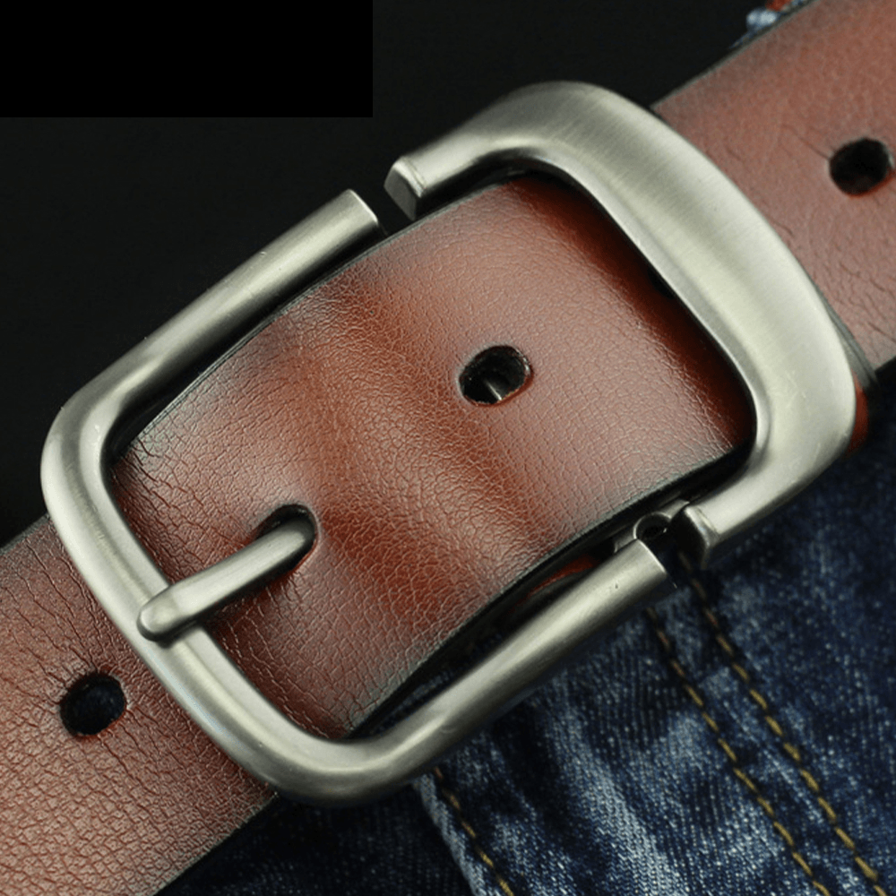 Men Faux Leather 115Cm Retro Pin Buckle Jeans Suits Belt - MRSLM