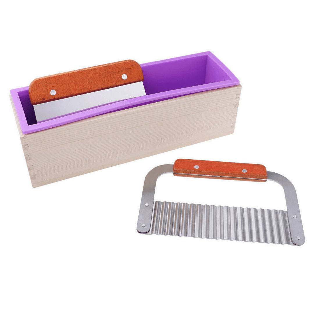 Wooden Box Silicone Soap Making Mold Loaf with Soap Cutter Cutting Mould - MRSLM