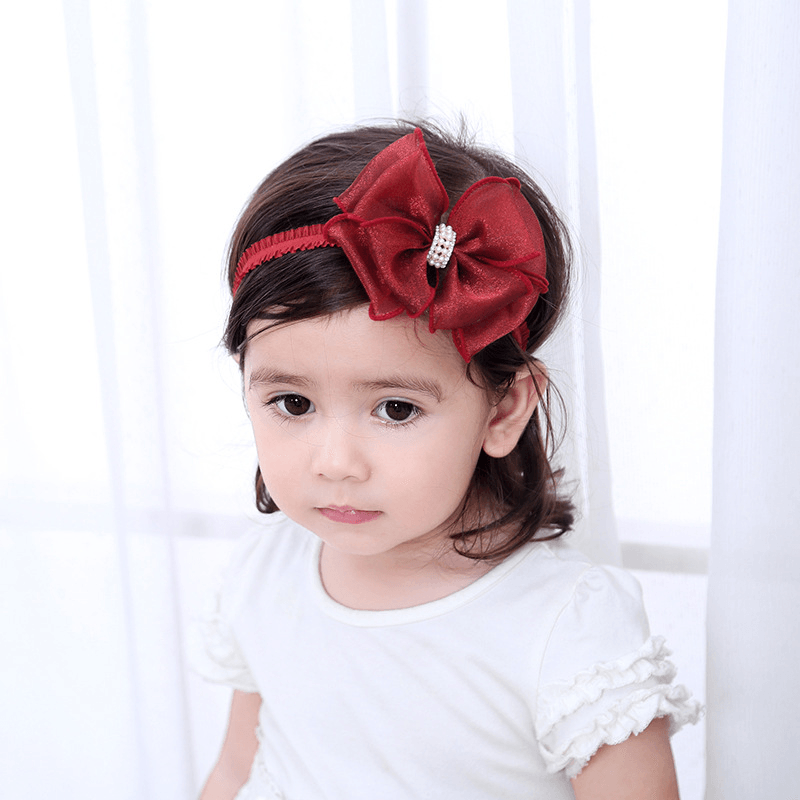 In the Autumn of 2021 New Bow Yarn Juan Baby Headdress with Children. Pearl Baby Princess Headband Winter - MRSLM