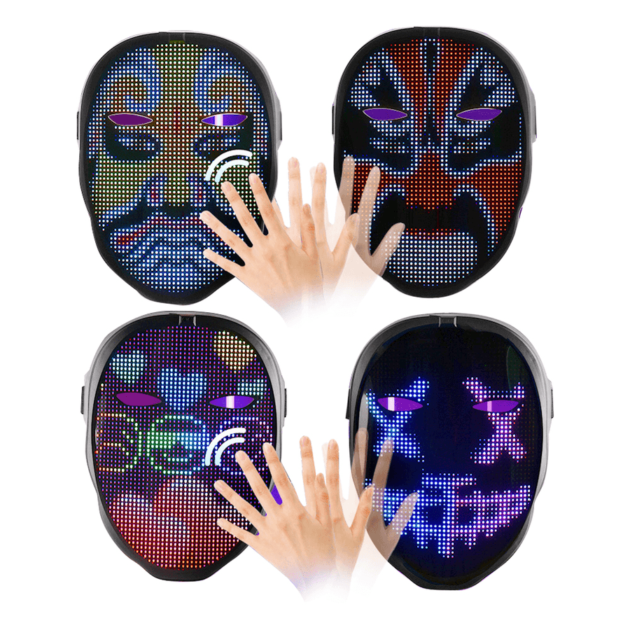 Smart Bluetooth LED DIY Mask Intelligent Face-Changing APP Control Full-Color LED Glowing DIY Shining Mask for Halloween Christmas - MRSLM