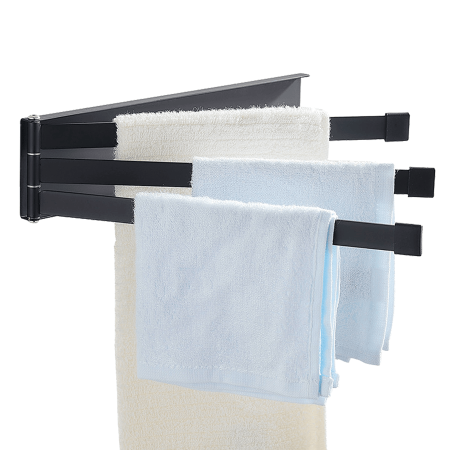 180° Towel Rack Hardware Rotating Accessory Bathroom Organizer Folding Towel Holder - MRSLM
