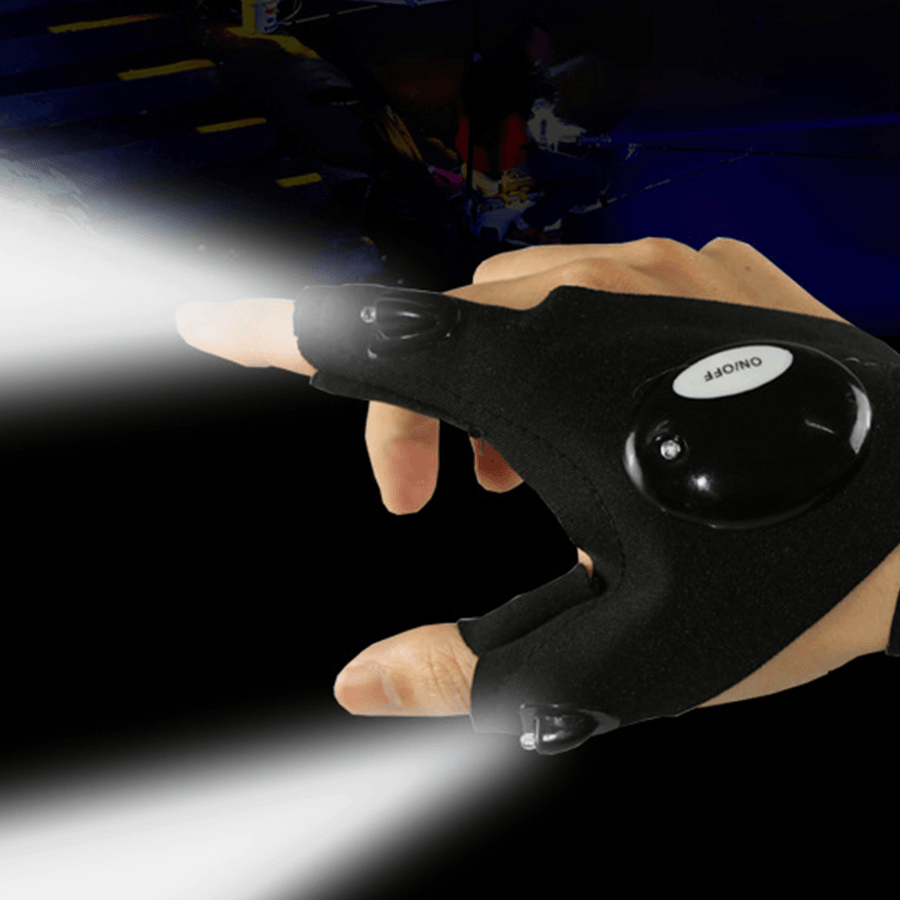Unisex LED Light Outdoor Sport Night Fishing Waterproof Half-Finger Gloves - MRSLM