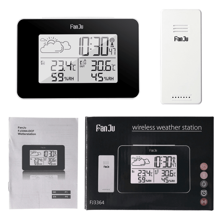 Fanju FJ3364 Digital Alarm Clock Weather Station Wireless Sensor Hygrometer Alarm Clock - MRSLM