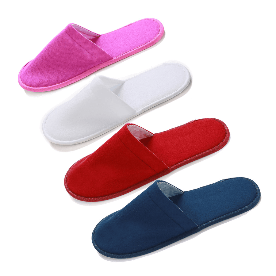1 Pair Hotel Travel Disposable Slippers Home Guest White Red Blue Slippers - MRSLM