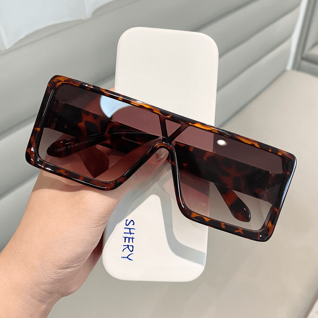 Large Frame Sunglasses Thick Frame One-Piece Lens Sunglasses Anti-Ultraviolet Sun Visor Glasses Men - MRSLM