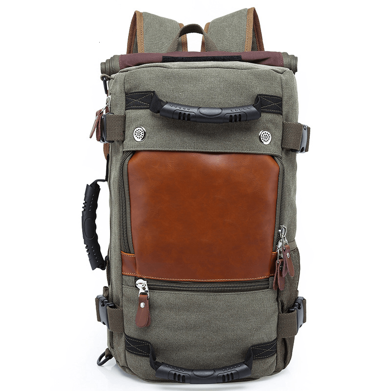 Large Capacity Khaki Function Travel Canvas Backpack Male Waterproof Computer Causal Men Backpacks Duffel Shoulder Bag - MRSLM