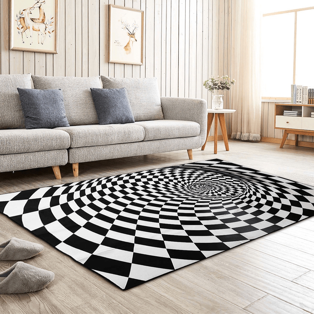 3D Room Non-Slip Swirl Optical Illusion Area Rug Carpet Door Mats Floor Pad for Home Bedroom Decoration - MRSLM