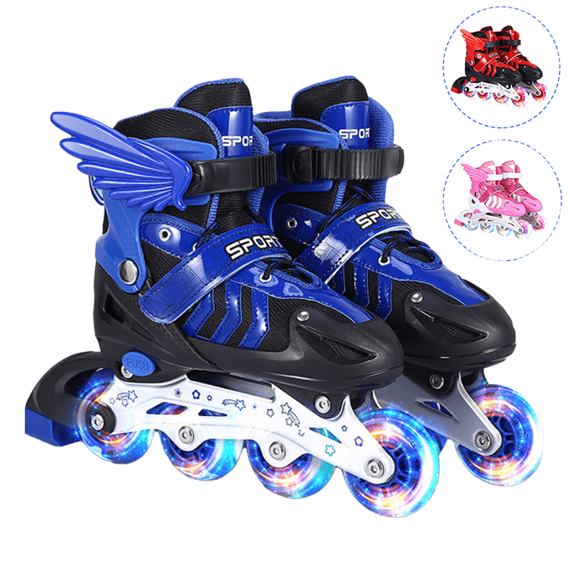 S/M/L Inline Skates with 4 LED PVC Skate Wheels Entry-Level Kid Women Men Roller Skates Birthday Gift for Teen Girl Boy Teenager - MRSLM