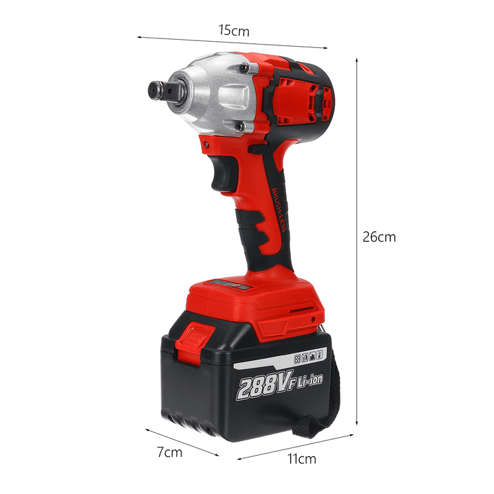 288VF Brushless Cordless Electric Wrench 520N.M 0-3000RPM Power Tool W/ 1Pc Battery - MRSLM