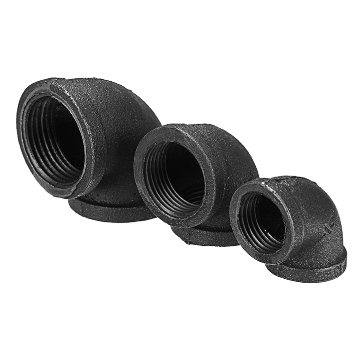 1/2" 3/4" 1" Elbow 90 Degree Pipes Fittings Malleable Iron Black Female Connector - MRSLM