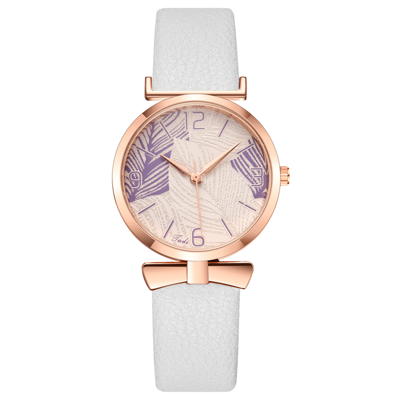 Fashionable Funny Trendy Women Watches Tree Pattern Dial Rose Gold Alloy Case Leather Band Quartz Watch - MRSLM