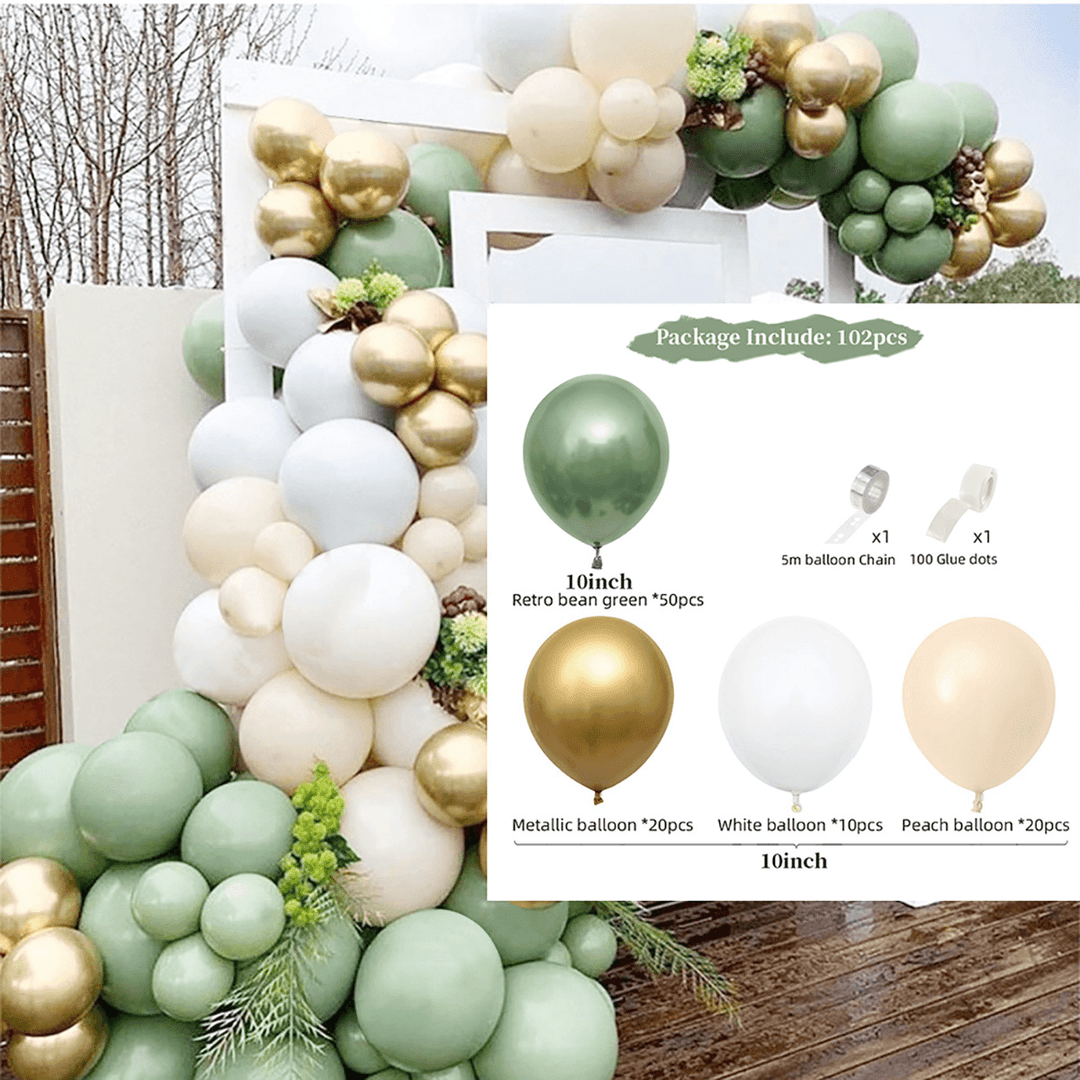 Garland Green Gold Ballon Set for Party Birthday Wedding - MRSLM