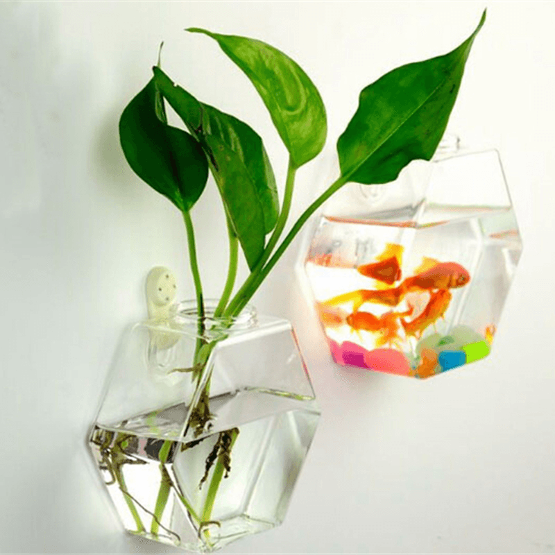 Creative Wall Hanging Transparent Glass Vase Fish Tank Hydroponic Living Room Home Decor - MRSLM