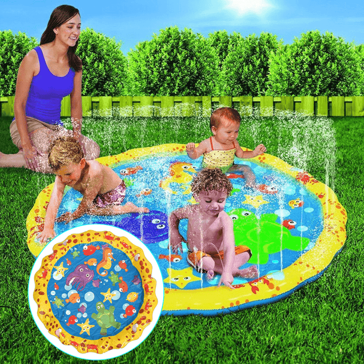 Inflatable Splash Water Mat Sprinkle Splash Play Mat Fun Summer Spray Toysinflatable Pad Outdoor Water Toys for Kids - MRSLM