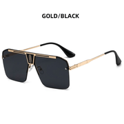 Fashion Large Square Metal Sunglasses - MRSLM