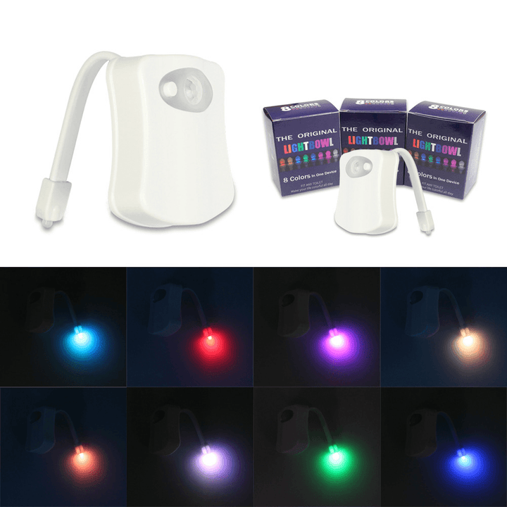 Night Light WC Toilet Light PIR Sensor Toilet Seat Night Lights Intelligent Motion Sensor Bathroom LED 8 Color Automatic Backlit - MRSLM