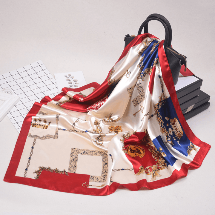 Fashion Splicing Key Ladies Simulation Silk Scarf - MRSLM
