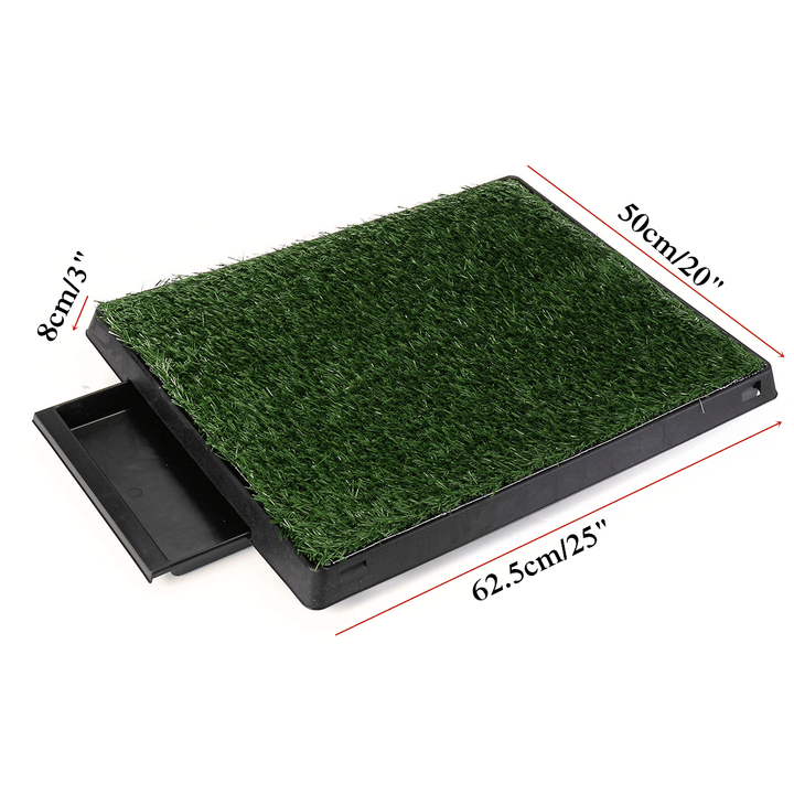 Indoor Dog Pet Potty Training Portable Toilet Pads Tray with 1 PC Replace Grass Mat - MRSLM