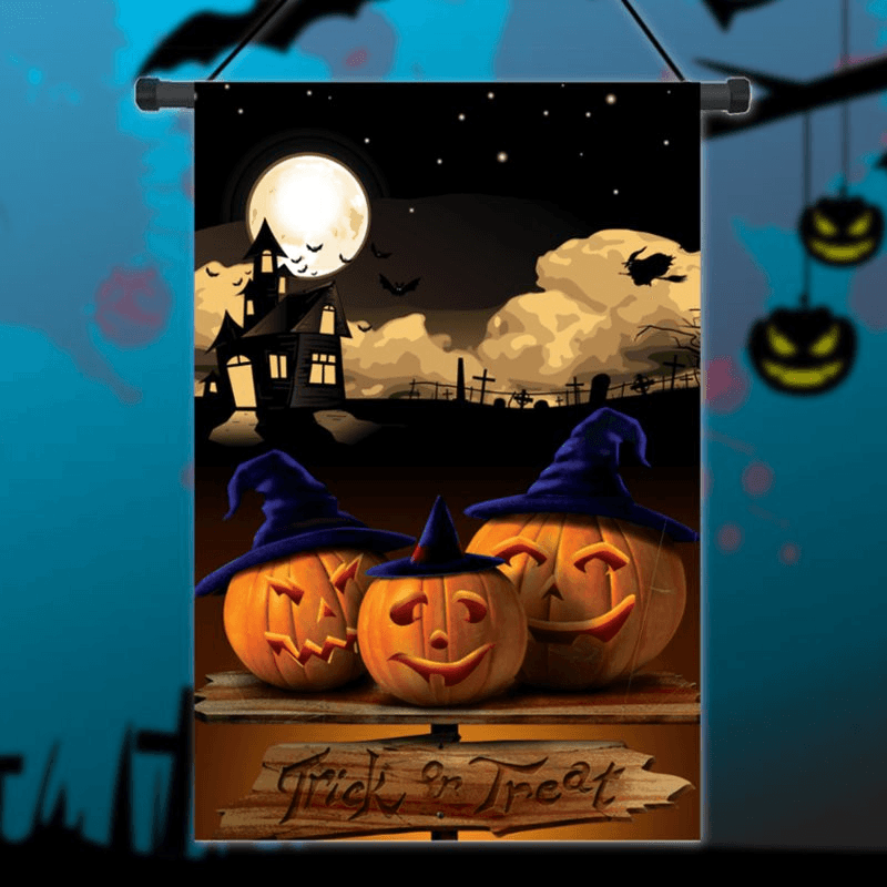 30X45Cm Halloween Polyester Pumpkins Night Flag Garden Holiday Decoration - MRSLM