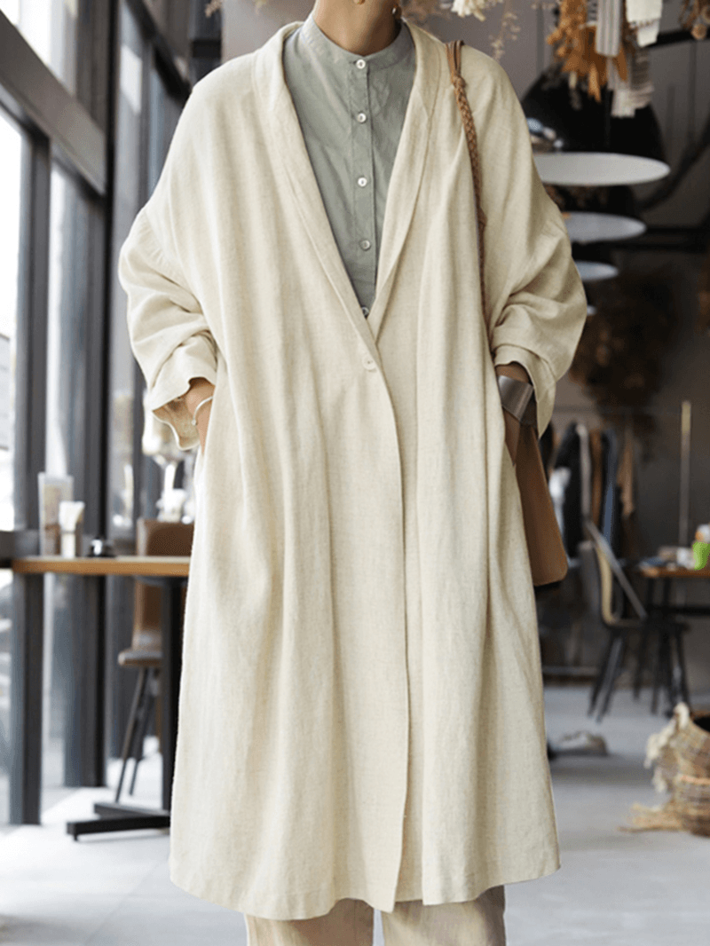 100% Cotton plus Size Solid Soft Raglan Sleeve V-Neck Cardigan for Women - MRSLM
