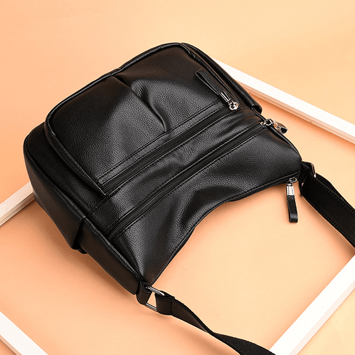 Women Soft Leather Multi-Slot Crossbody Bag Leisure Shoulder Bags - MRSLM