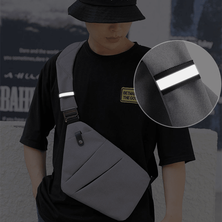 Men Luminous Oxford Multi-Pockets Large Capacity Anti-Theft Waterproof Crossbody Bag Chest Bag Sling Bag - MRSLM