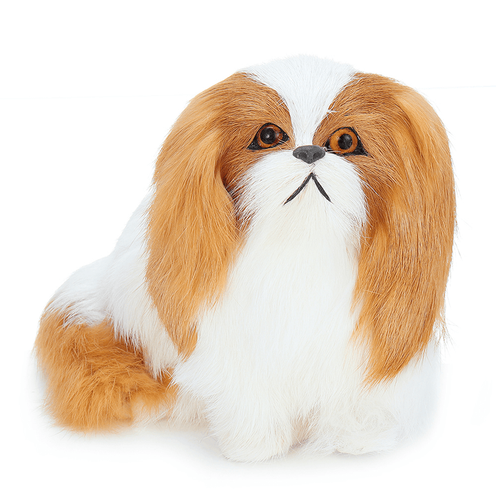 Cute Puppy Lifelike Simulation Dog Stuffed Plush Toy Realistic Home Desk Decoration - MRSLM