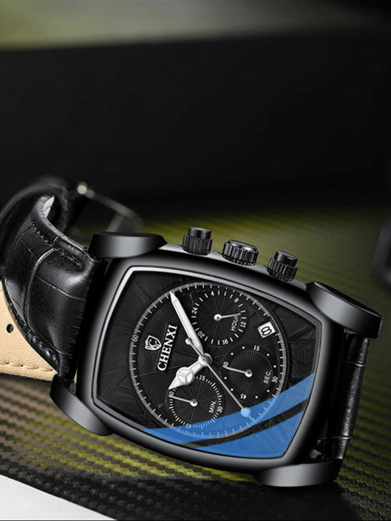 3 Colors Pattern Genuine Leather Alloy Vintage Watch Luminous Decorated Pointer Calendar Mne Quartz Watch - MRSLM