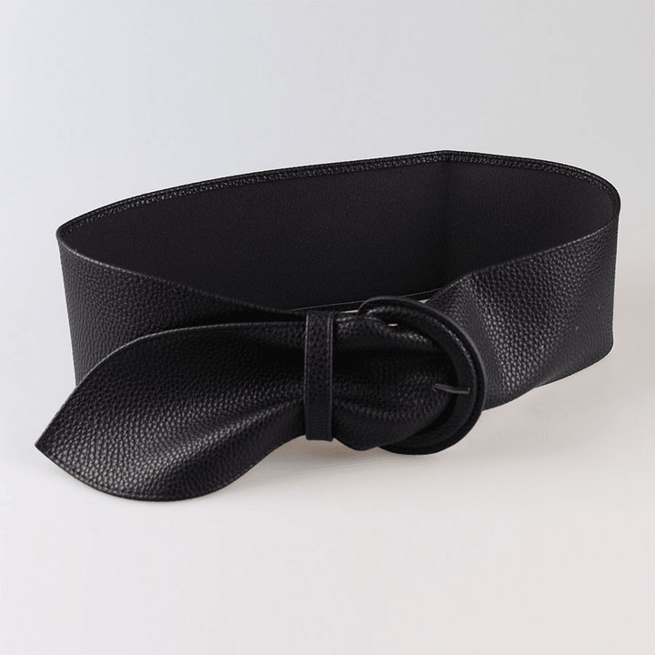 Retro Fashion Wide Belt Ladies Simple All-Match Coat Belt Accessories Pin Buckle Decoration Waist Black - MRSLM