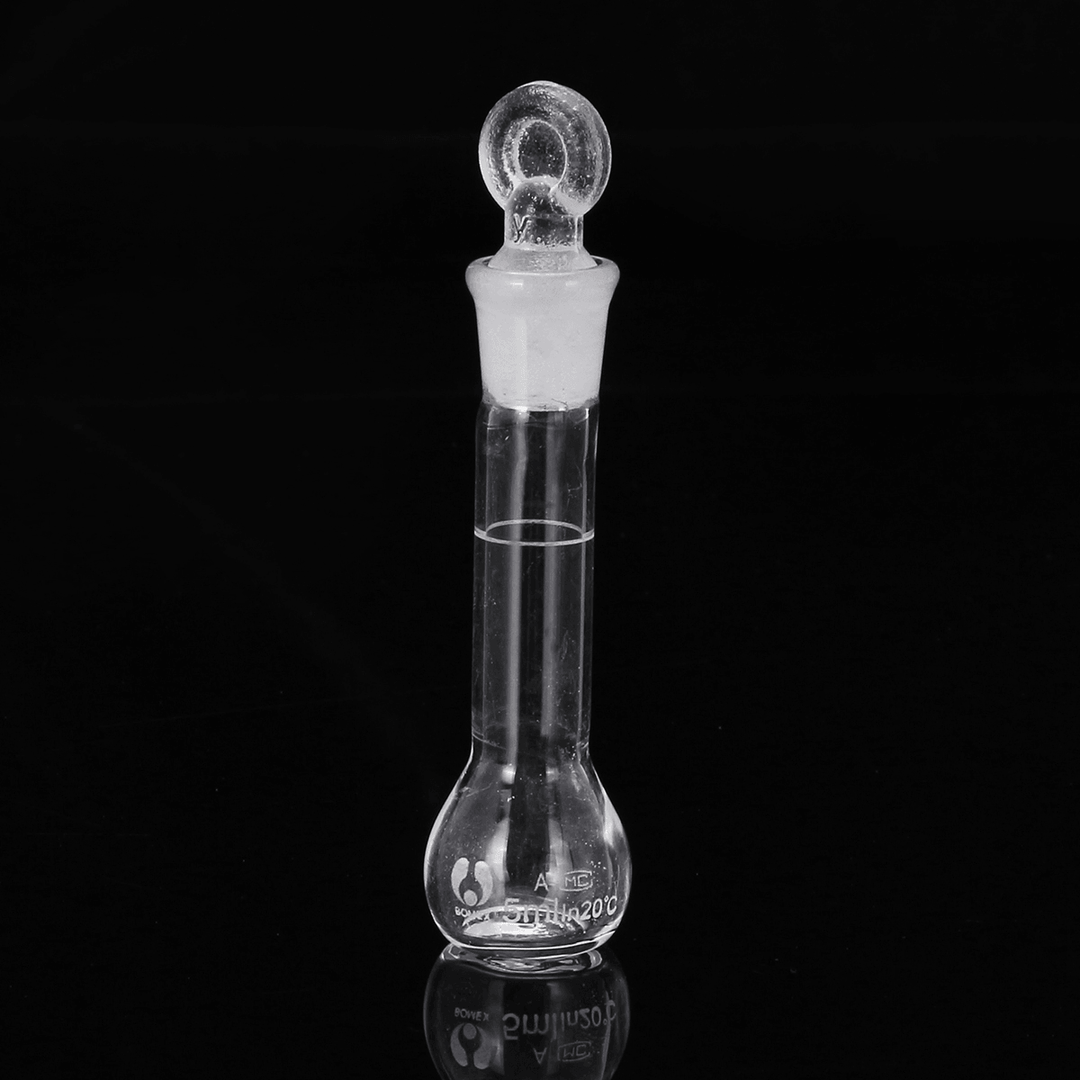5Ml Clear Glass Volumetric Flask W/ Glass Stopper Lab Chemistry Glassware - MRSLM