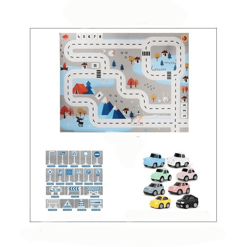 Parent-Child Play Indoor Outdoor Kid'S Traffic Parking Lot Car Map Rug Nordic Portable Game Mat Baby Room Carpet - MRSLM