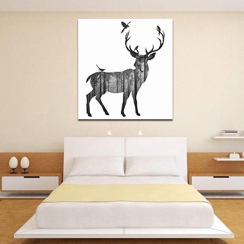 Miico Hand Painted Oil Paintings Simple Style-C Side Face Deer Wall Art for Home Decoration Paintings - MRSLM