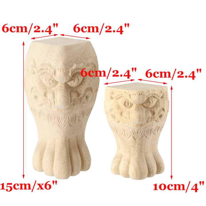 4Pcs 10/15Cm European Solid Wood Carving Furniture Foot Legs Unpainted Cabinet Feets Wood Decal - MRSLM