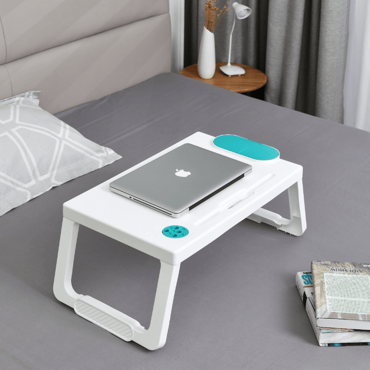 Portable Plastic Foldable Laptop Desk Stand Lapdesk Computer Notebook Multi-Functional Bed Sofa Breakfast Tray Table Office Serving Table with Tablet&Pen Slots/Cup Holder - MRSLM