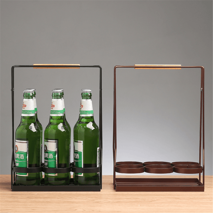 Iron Bottle Holder Carry Rack Box Case Kitchen Storage Stand Shelf - MRSLM