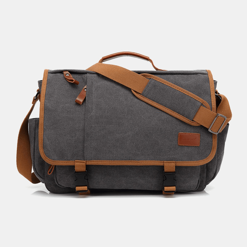 Men Vintage Large Capacity Waterproof Canvas Casual Crossbody Bag Shoulder Bag Travel Bag - MRSLM