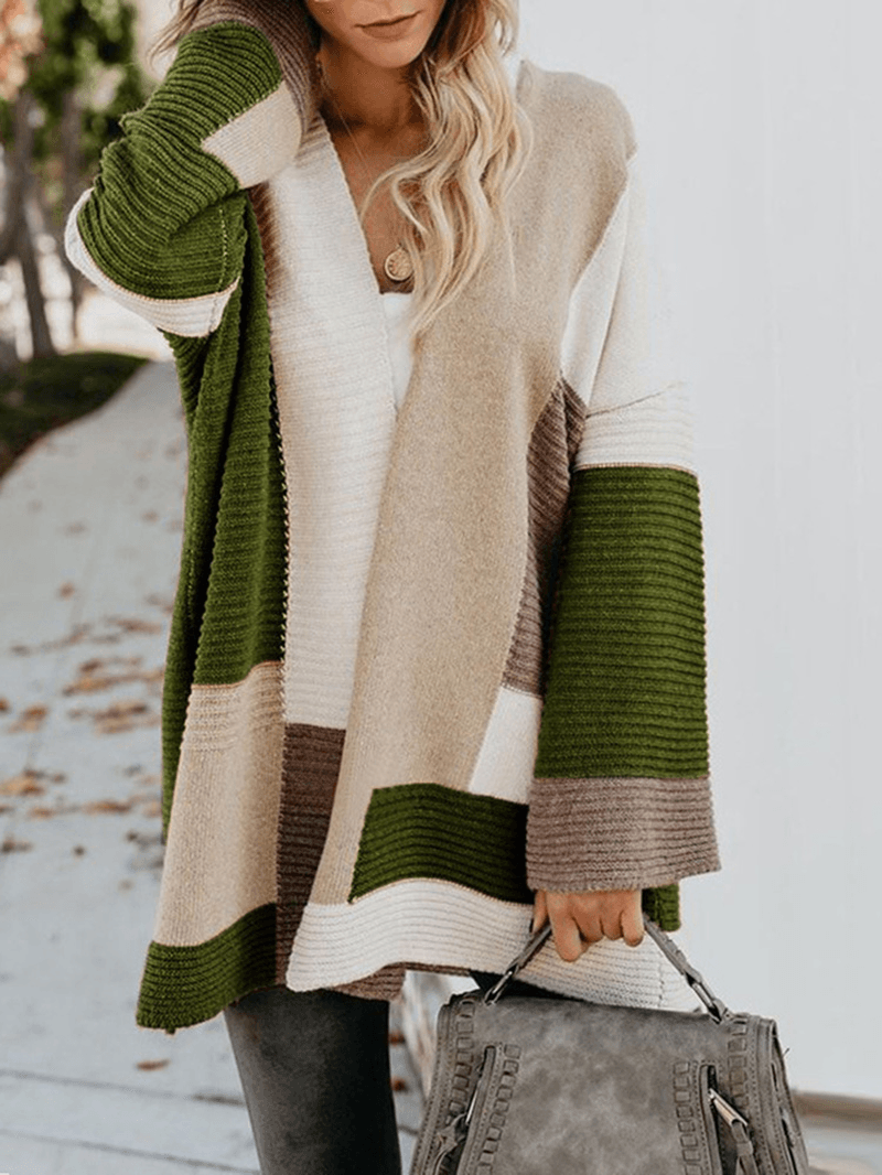 Women Casual Loose Color Block Sweaters - MRSLM