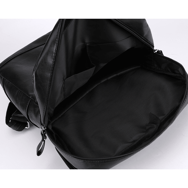 Faux Leather Large-Capacity School Backpack Leisure Bag - MRSLM