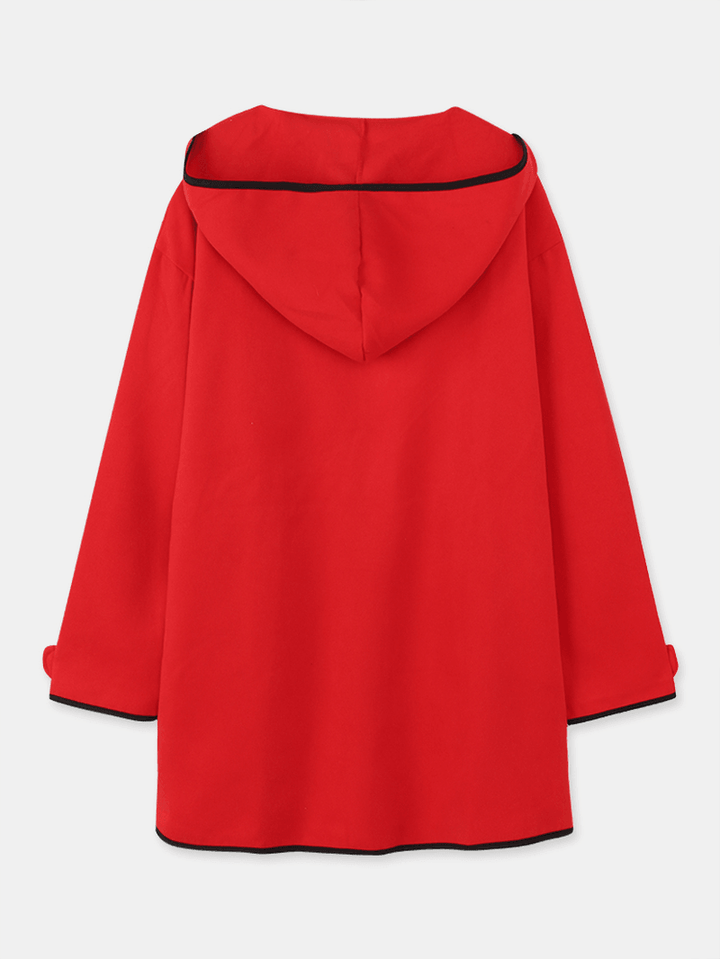 Women Solid Color Single-Breasted Elegant Hooded Coats - MRSLM