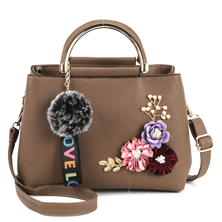 Womens Purses and Handbag Shoulder Bags Ladies Designer Top Handle Satchel Tote Bag with Ribbons and Flower Decoration - MRSLM
