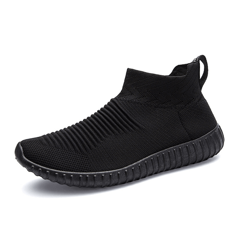 Men Comfortable Knitted Fabric High Top Slip on Sneakers - MRSLM