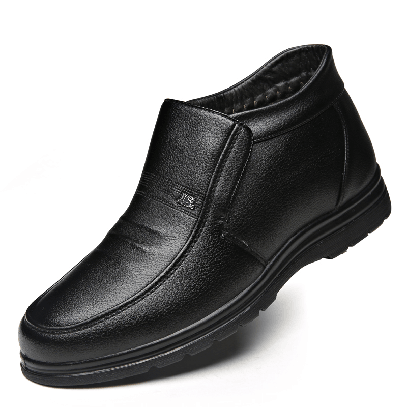 Men Comfy Cowhide Leather Warm Lined Soft Business Casual Ankle Boots - MRSLM