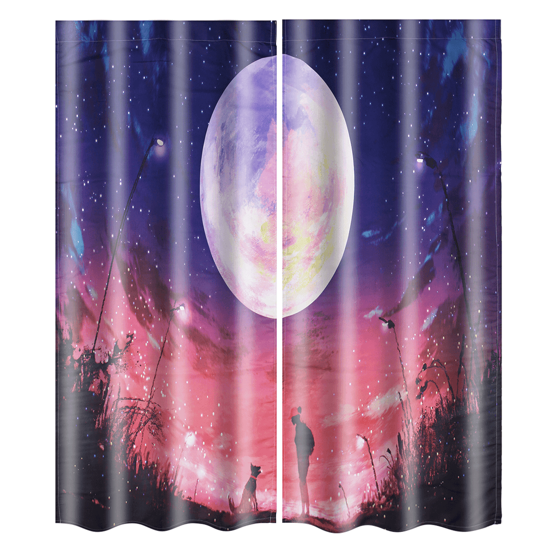 2 Panel Blackout Blinds Thermal Insulated 3D Printed Galaxy Window Curtains Screens - MRSLM