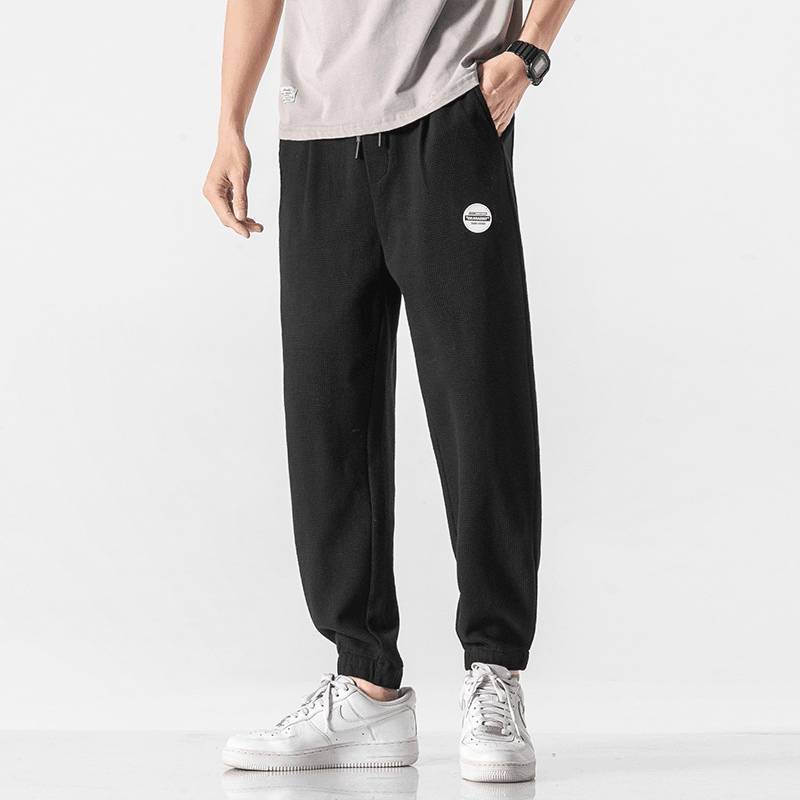 Sports Gray Waffle Pants Men'S Ins Loose-Fitting Thin Casual Trousers - MRSLM