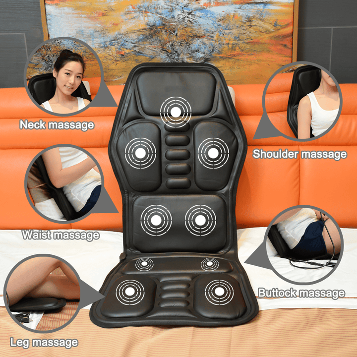Heated Back Electric Massage Chair Seat Car Home Office Seat Massager Heat Vibrate Cushion Back Neck Massage Chair Massage Relaxation - MRSLM