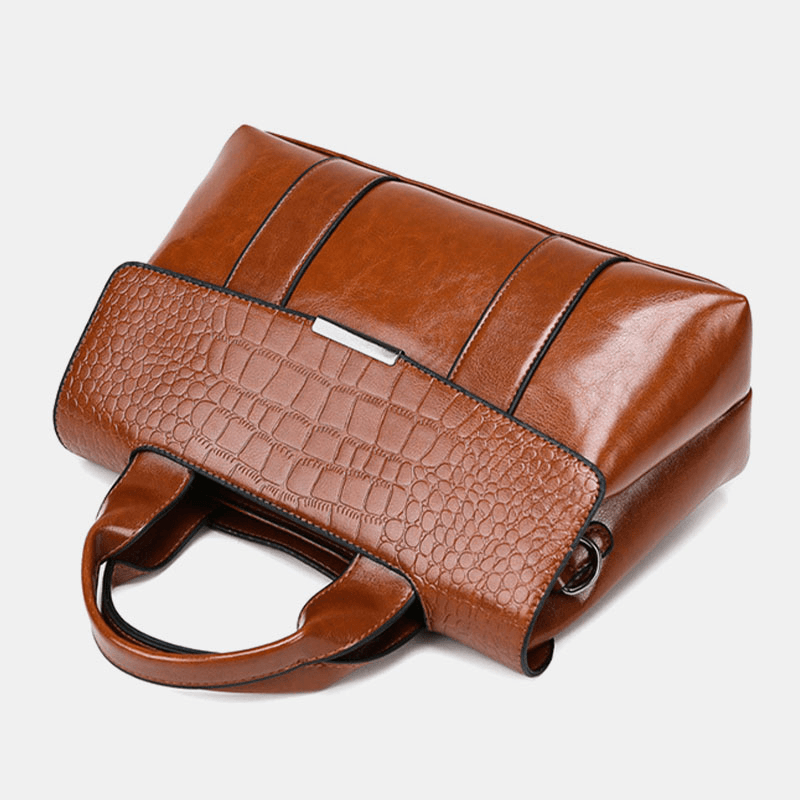 Women Faux Leather Retro Vintage Fashion Multi-Carry Handbag Tote Crossbody Bag - MRSLM
