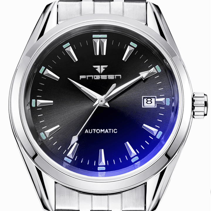 FNGENN Fashion Men Business Style Full Steel Watch Luminous Display Automatic Mechanical Watch - MRSLM