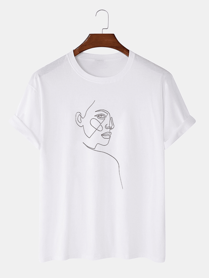 Mens Stick Figure Peace Dove Print White Short Sleeve Casual T-Shirts - MRSLM
